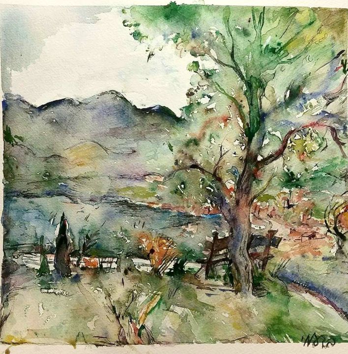 Painting titled "view of a lake.jpg" by Ami Beck, Original Artwork
