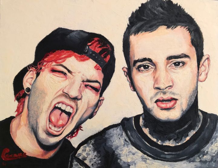 Painting titled "twenty one pilots" by Selins Drawings, Original Artwork, Oil