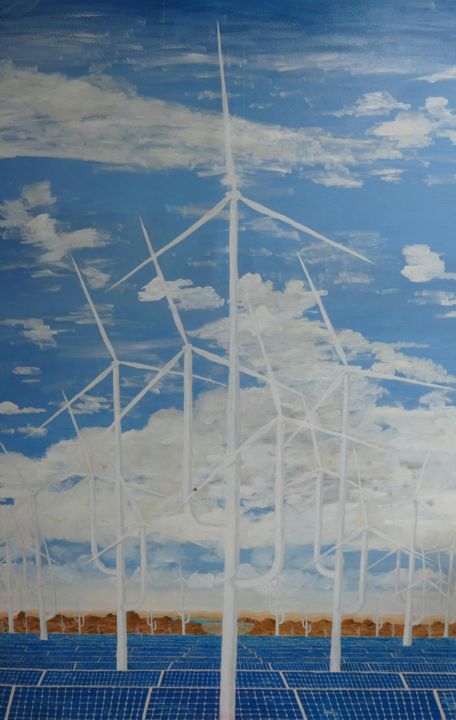Peinture intitulée "Désert énergétique" par Ranèn, Œuvre d'art originale, Huile