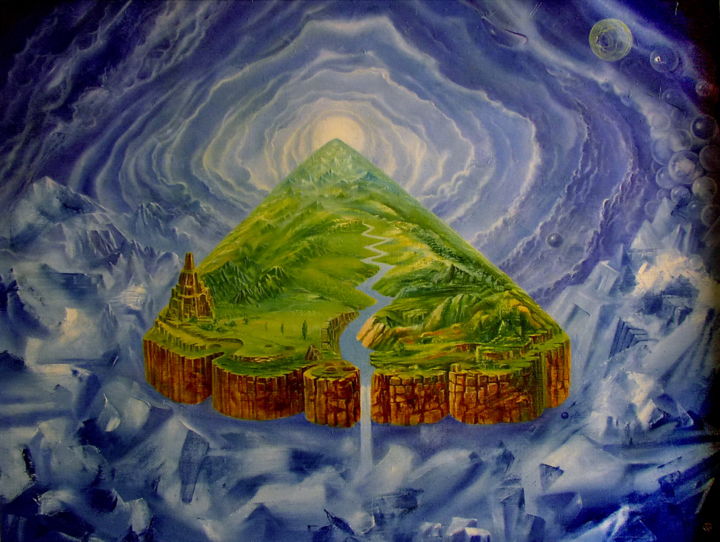 Painting titled "Island of Hope" by Alexandr Mikushev, Original Artwork, Oil
