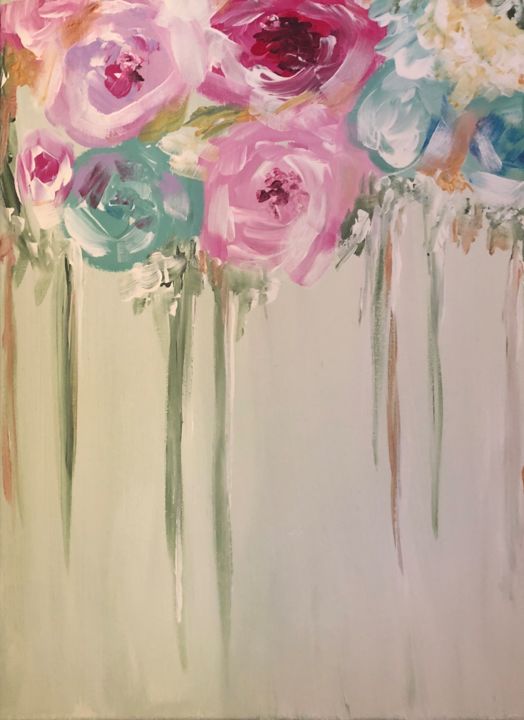 Malerei mit dem Titel "Flower flow" von Amina Yassin, Original-Kunstwerk, Acryl