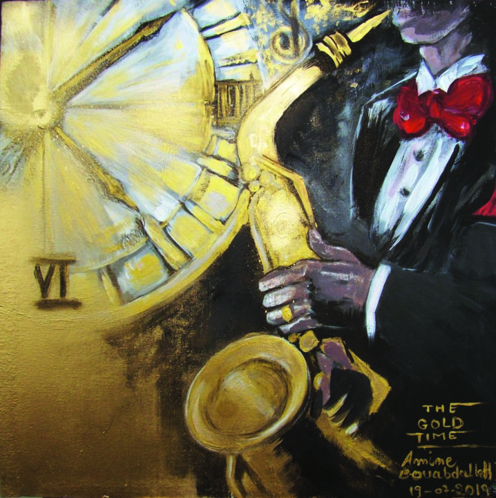 Pittura intitolato "Gold Time" da Amine Bouabdallah, Opera d'arte originale, Acrilico