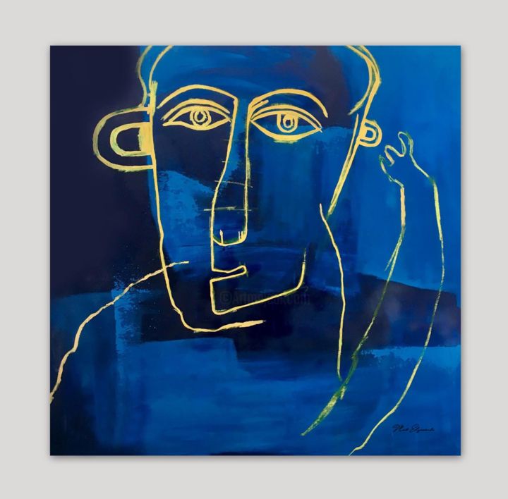 Peinture intitulée "Blue it" par Amine El Fadly, Œuvre d'art originale