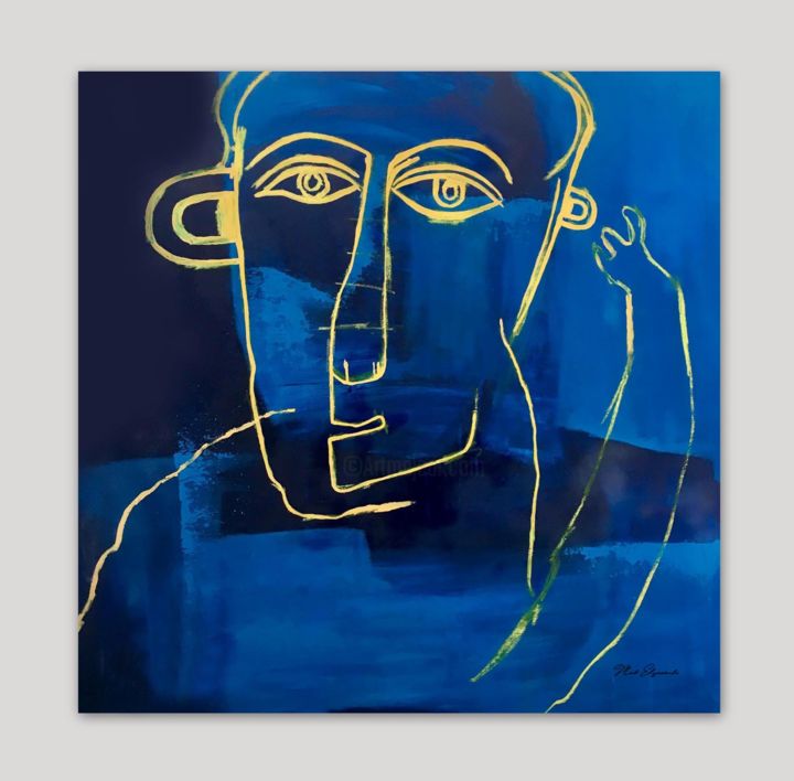 Peinture intitulée "Blue it" par Amine El Fadly, Œuvre d'art originale,