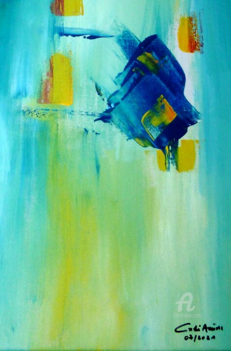 Pintura titulada "Baleine Bleue( Déta…" por Amine Cadi, Obra de arte original, Acrílico Montado en Bastidor de camilla de ma…