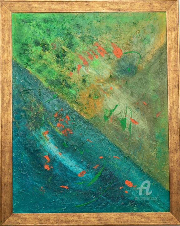 Pintura intitulada "Entre mer et terre" por Amine Cadi, Obras de arte originais, Óleo Montado em Armação em madeira
