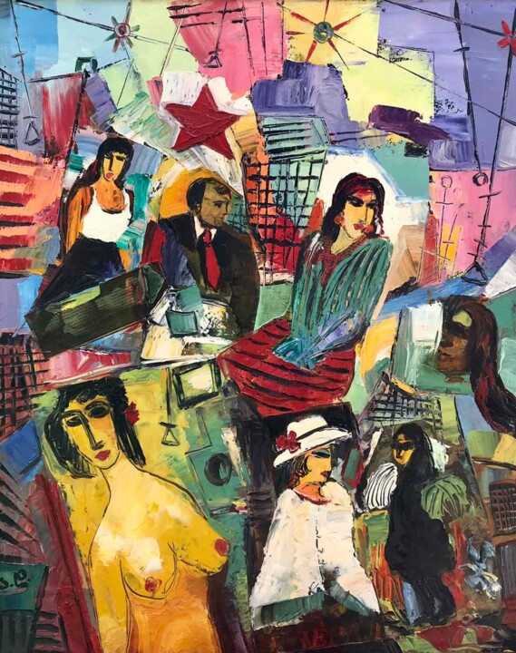 Painting titled "Pop Culture" by Amiran Danibegashvili, Original Artwork, Oil Mounted on Wood Stretcher frame