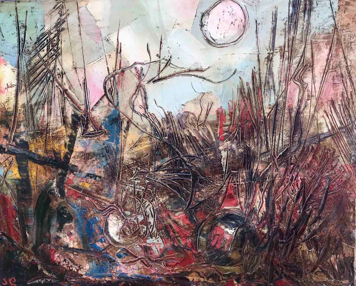 Peinture intitulée "Abstract Landscape" par Amiran Danibegashvili, Œuvre d'art originale, Huile Monté sur Châssis en bois