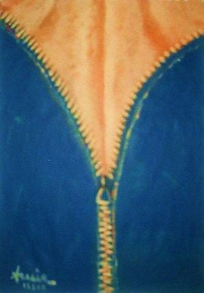 Painting titled "The Zipper" by Amir Wahib, Original Artwork, Oil