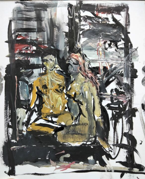 Peinture intitulée ""Girls"" par Amit Ari, Œuvre d'art originale, Gouache