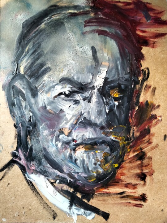 Painting titled ""Sigmund Freud"" by Amit Ari, Original Artwork, Oil