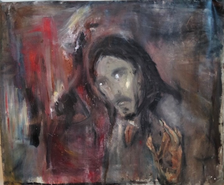 Painting titled ""Blessing"" by Amit Ari, Original Artwork, Oil Mounted on Wood Stretcher frame