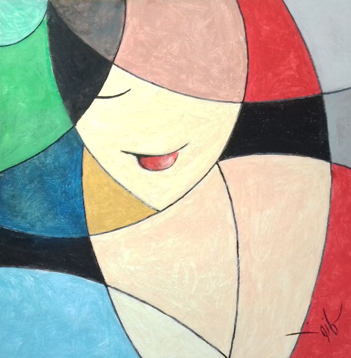 Peinture intitulée "sourire" par Kanoun, Œuvre d'art originale, Acrylique