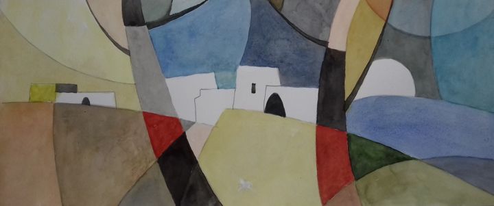 Peinture intitulée "Paysage 2" par Kanoun, Œuvre d'art originale, Aquarelle