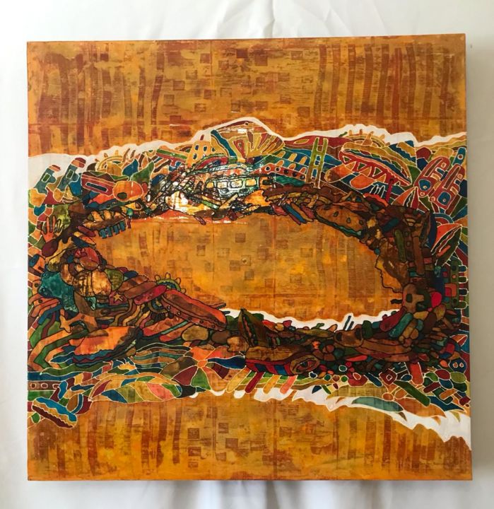 Картина под названием "STRANGE WORLD" - Roman Bordo, Подлинное произведение искусства, Акрил Установлен на Деревянная рама д…