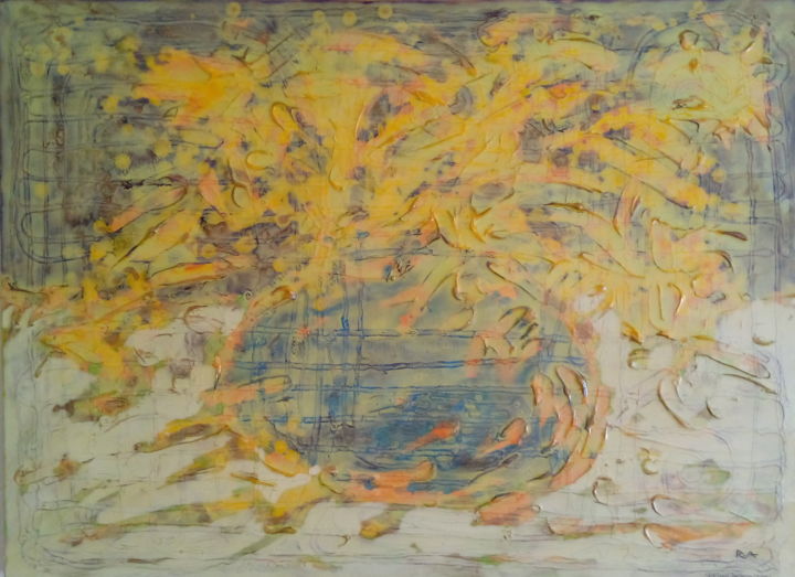 Картина под названием "SPRING IN MONITOR" - Roman Bordo, Подлинное произведение искусства, Акрил Установлен на Деревянная ра…