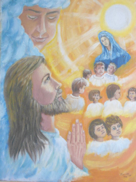 Painting titled "JESUS E AS CRIANÇAS" by Bellotti, Original Artwork, Oil