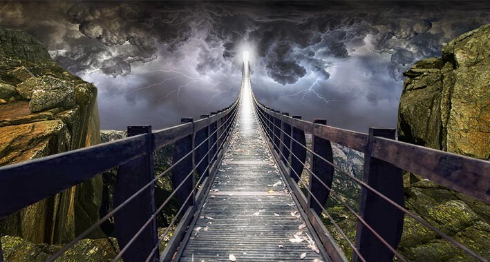 Painting titled "Bridge to the sky" by Amoralez, Original Artwork, Digital Painting