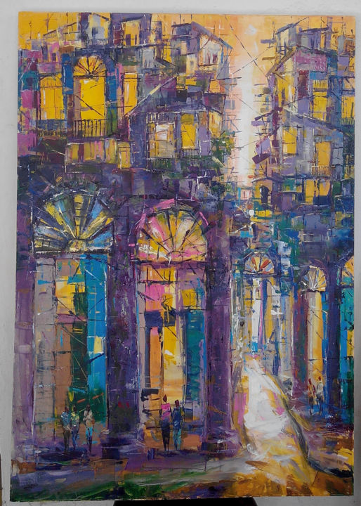 Painting titled "Fachada No.1" by Amores, Original Artwork, Oil