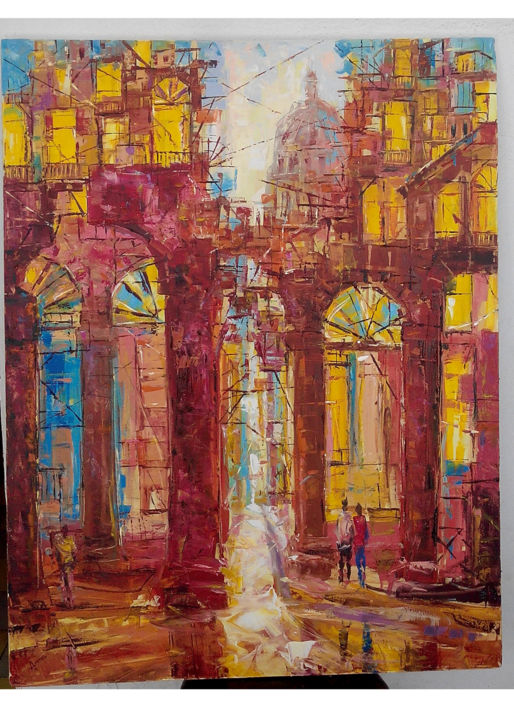 Peinture intitulée "Fachada No.2" par Amores, Œuvre d'art originale, Huile