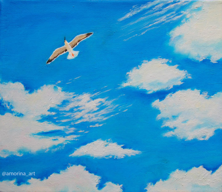 Painting titled "The Wings of Freedo…" by Amorina Art, Original Artwork, Oil