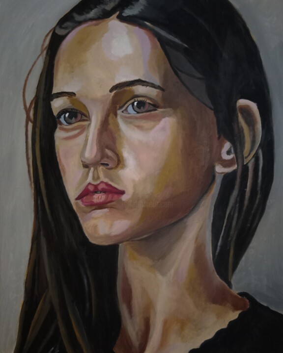 Pintura titulada "Portrait of Elaine" por Amos Monks, Obra de arte original, Oleo