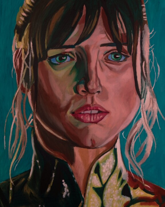 Painting titled "Ana de Armas, Blade…" by Amos Monks, Original Artwork, Oil