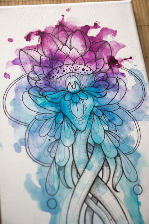 Peinture intitulée "Zen" par Amoun, Œuvre d'art originale, Encre