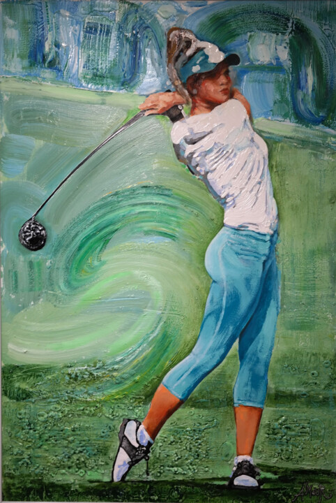 Peinture intitulée "Golf plastic" par (Amour) Artak Muradyan, Œuvre d'art originale, Huile