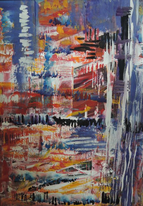 Painting titled "Abstrakt 1" by Abdul Mouzayek, Original Art, Acrylic