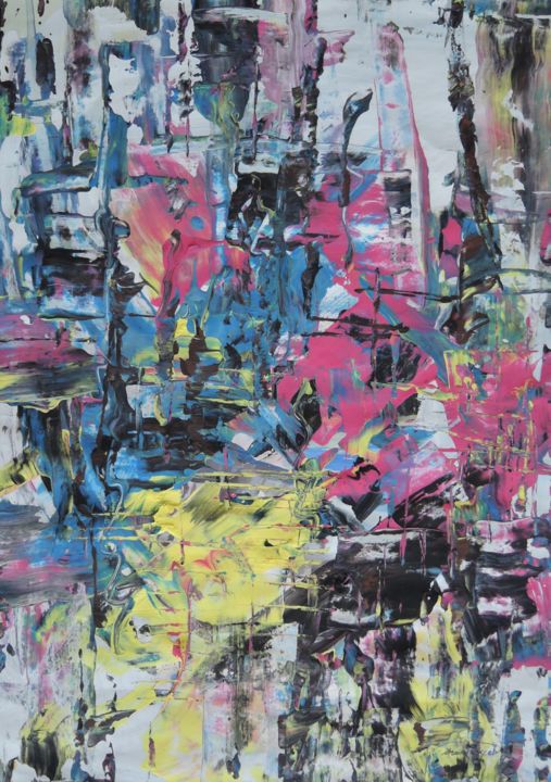 Painting titled "Abstrakt 3" by Abdul Mouzayek, Original Art, Acrylic