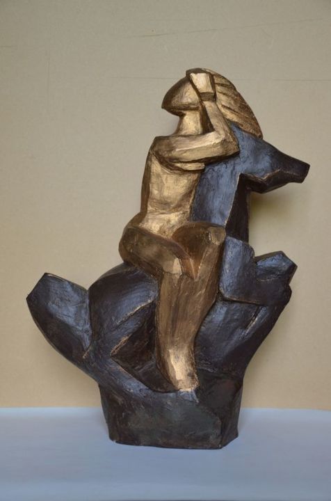 Sculpture intitulée "Chevauchée enchantée" par Amy Torrilhon, Œuvre d'art originale, Résine