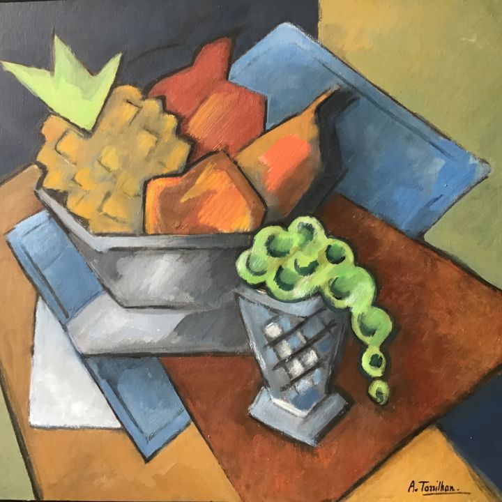 Peinture intitulée "Ananas" par Amy Torrilhon, Œuvre d'art originale, Huile