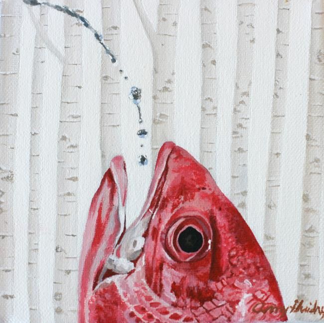 Painting titled "Fish" by Amy Guidry, Original Artwork, Oil