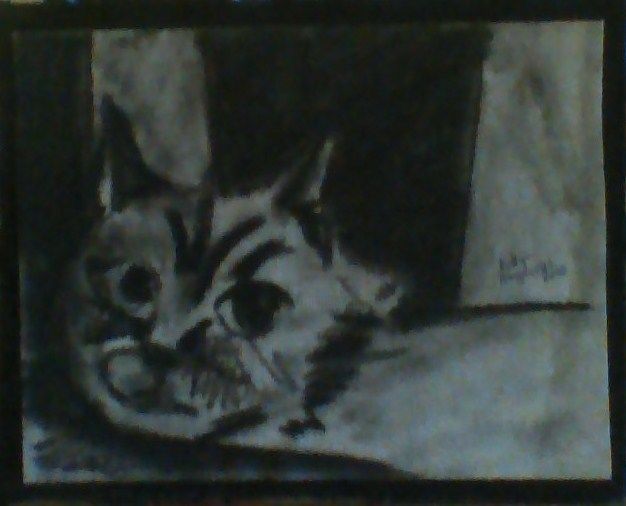 Painting titled "Kitty" by Amymarie, Original Artwork, Oil