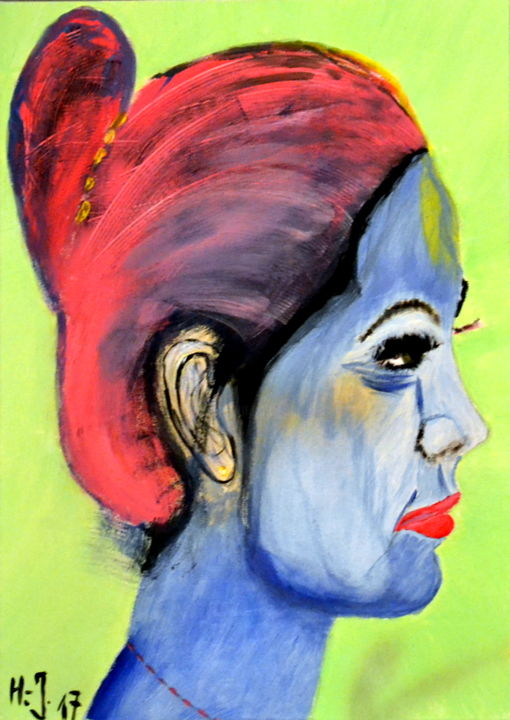 Pintura titulada "La femme bleue" por Hans-Jürgen Grossmeyer, Obra de arte original, Acrílico