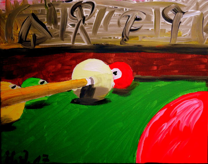 Painting titled "Billard" by Hans-Jürgen Grossmeyer, Original Artwork, Acrylic