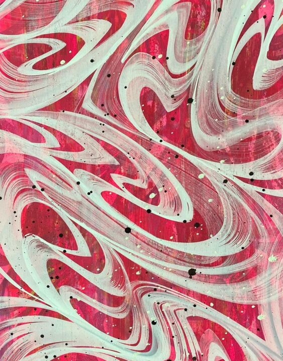 Dessin intitulée "Pink flow" par Ian Shamenkov, Œuvre d'art originale, Acrylique