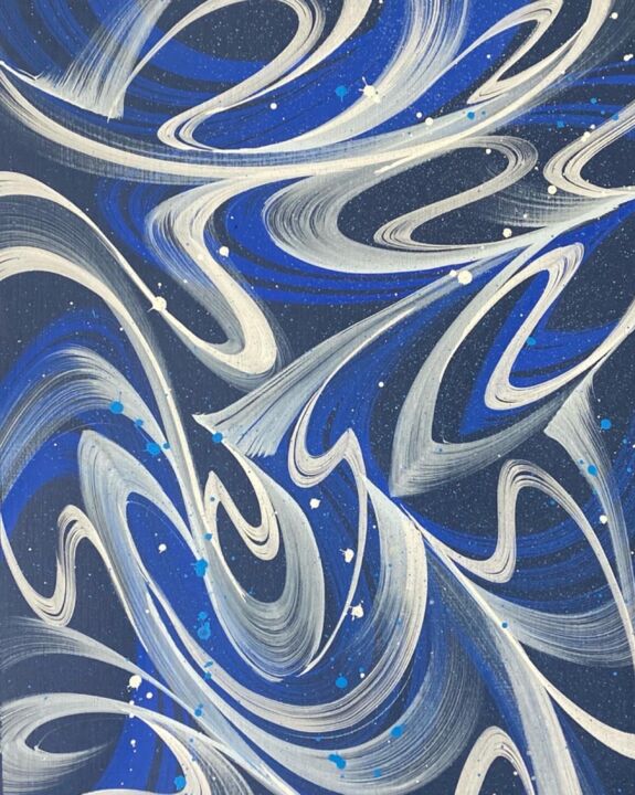 Drawing titled "Blue flow" by Ian Shamenkov, Original Artwork, Acrylic