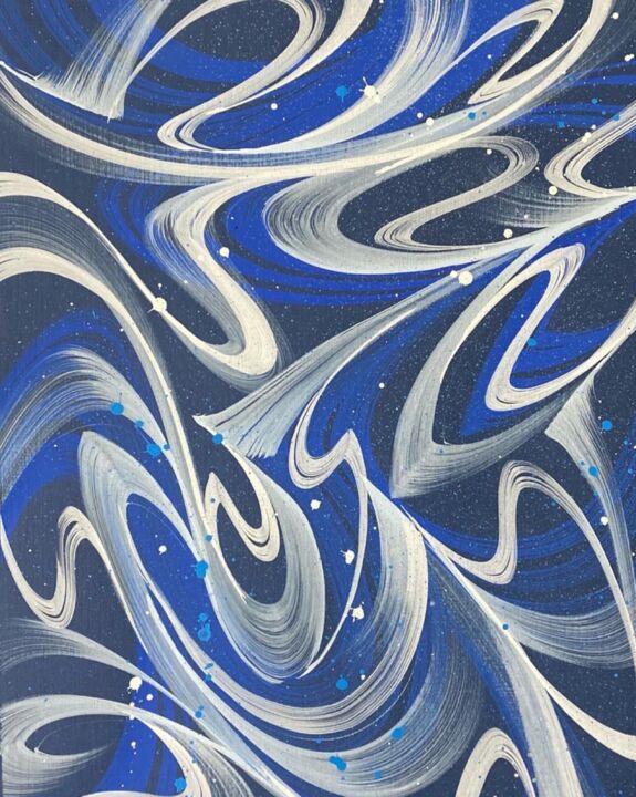 Zeichnungen mit dem Titel "Blue flow" von Ian Shamenkov, Original-Kunstwerk, Acryl