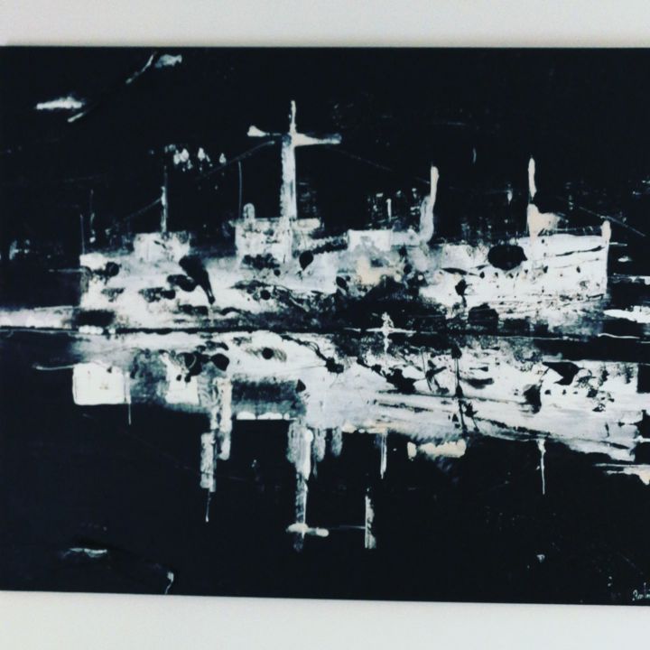Peinture intitulée "black white" par An Toile, Œuvre d'art originale, Acrylique
