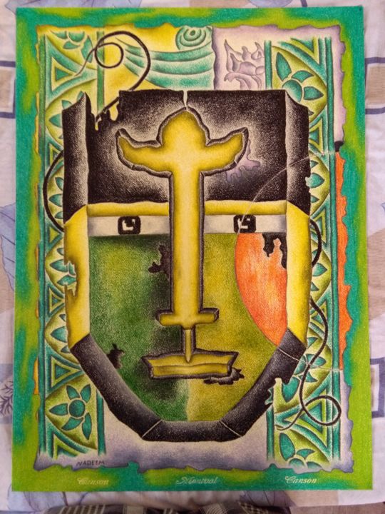 Painting titled "Face 3" by an6596524, Original Art, Pastel