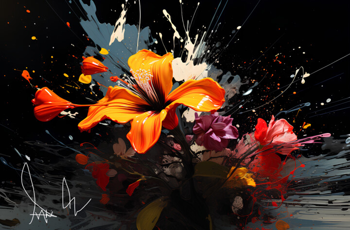 Digital Arts titled "Sinfonía Floral" by Ana Cm, Original Artwork, Digital Painting