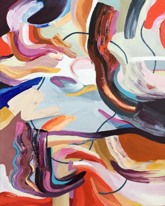 Pintura titulada ""Storm" Abstract Oi…" por Ana Costov, Obra de arte original, Oleo Montado en Panel de madera