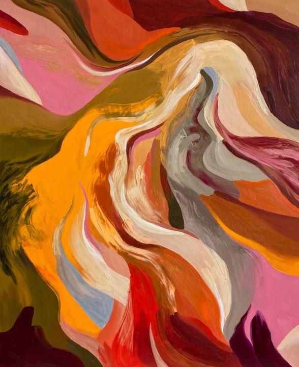 Painting titled ""Phoenix" Contempor…" by Ana Costov, Original Art, Oil