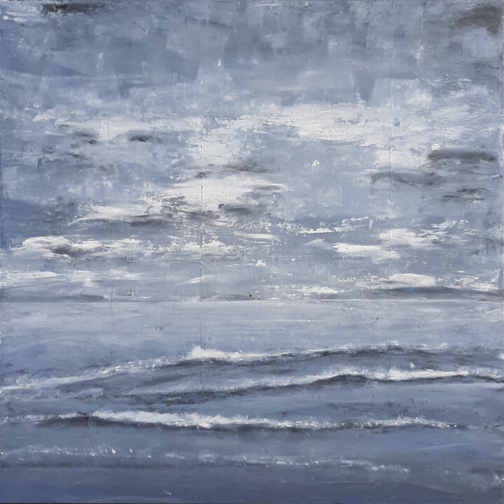 Malerei mit dem Titel "Norwegian sea in gr…" von Ana Del Castillo Ibarrola, Original-Kunstwerk, Pigmente