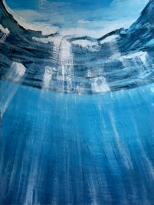 Schilderij getiteld "Deep blue 1" door Ana Del Castillo Ibarrola, Origineel Kunstwerk, Acryl