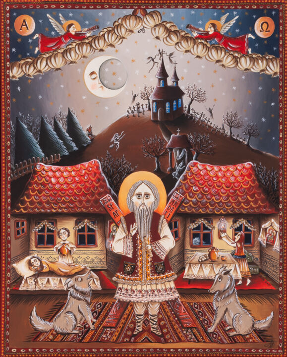 Painting titled "Saint Andrew's night" by Ana Dragan, Original Artwork, Acrylic