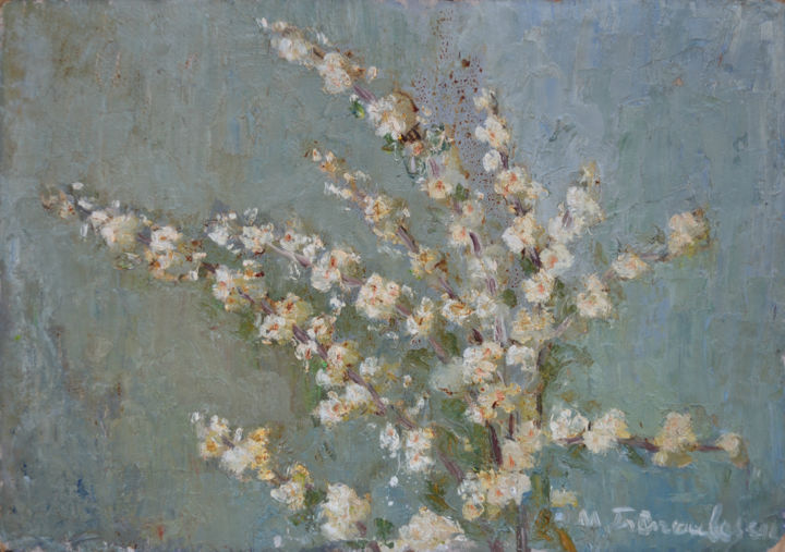 Painting titled "Flori 40/ Flowers 40" by Maria Franculescu, Original Artwork