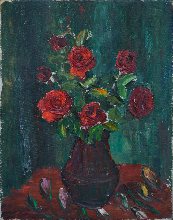 Painting titled "Flori 41/ Flowers 41" by Maria Franculescu, Original Artwork